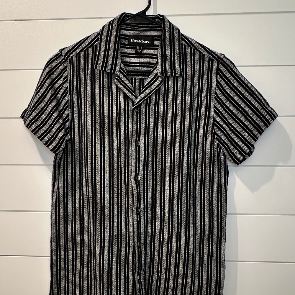 Threadbare Black and White Striped Men's Casual Shirt
